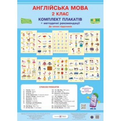 Комплект плакатів Англійська мова 2 клас 2255555502563 заказать онлайн оптом Украина