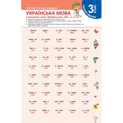 Тренажер школьника Украинский язык 3 класс Словарные слова Префиксы роз- без- з- с- зі- купить оптом Украина
