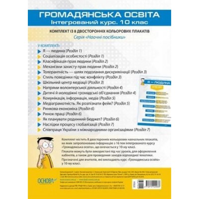 Комплект плакатів Громадянська освіта Інтегрований курс 10 клас заказать онлайн оптом Украина