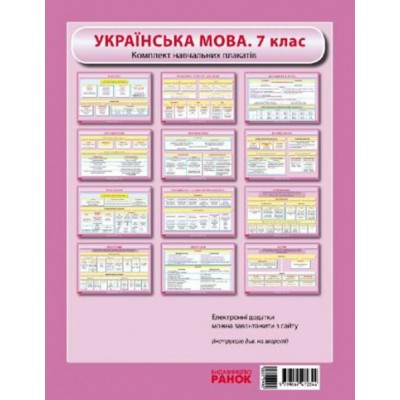 Українська мова 7 клас Комплект навчальних плакатів (нова програма) замовити онлайн