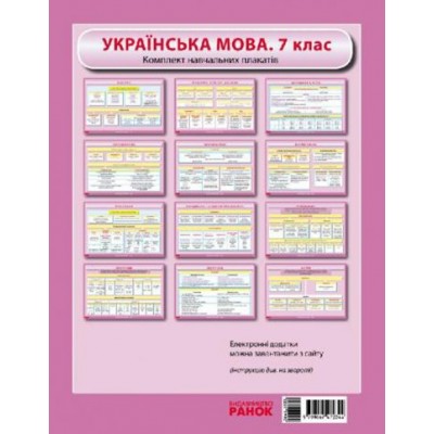 Українська мова 7 клас Комплект навчальних плакатів (нова програма) заказать онлайн оптом Украина