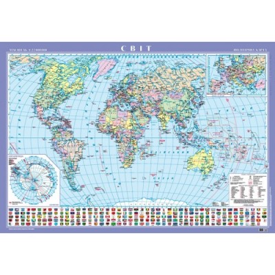 Світ Політична карта м-б 1 22 000 000 (на картоні на планках) замовити онлайн