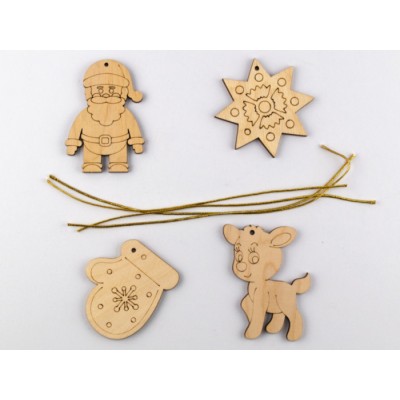 Деревяні новорічні іграшки Набір 1 (4 фігурки) замовити онлайн
