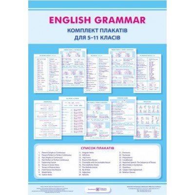 Англійська граматикаКомплект плакатів для 5–11 класів замовити онлайн