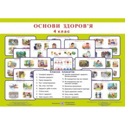 Комплект плакатів з основ здоров’я 4 клас + методичні рекомендації Лабащук О. заказать онлайн оптом Украина