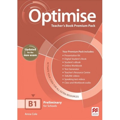 Книга для вчителя Optimise B1 Teachers Book Premium Pack (Updated for the New Exam) Anna Cole ISBN 9781380033765 заказать онлайн оптом Украина